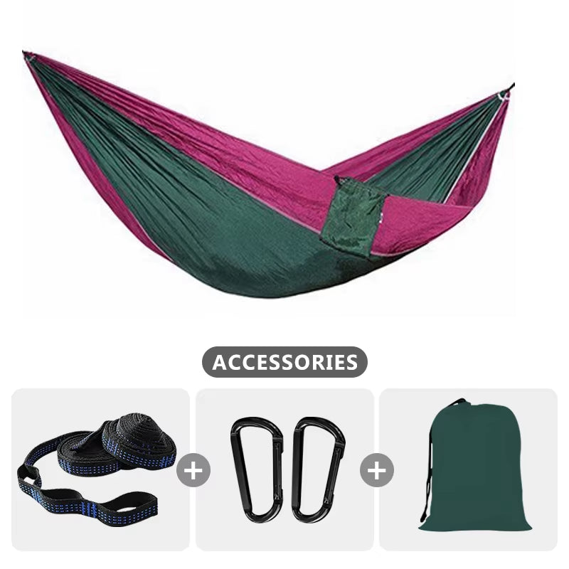 Camping Hammock for Single 220X100Cm Outdoor Hunting Survival Portable Garden Yard Patio Leisure Parachute Hammock Swing Travel