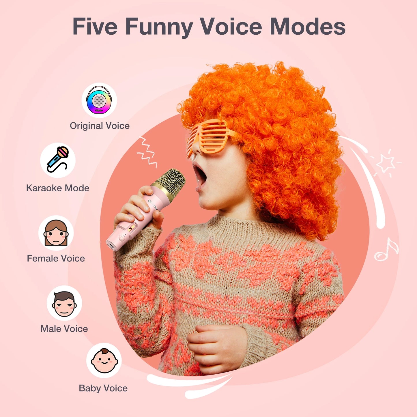 Blitzmax BM-K10 Kids Karaoke Machine Mini Portable Bluetooth Speaker with 2 Wireless Microphones RGB Colorful Light Karaoke Toys Gifts Speaker for Home Party Birthday