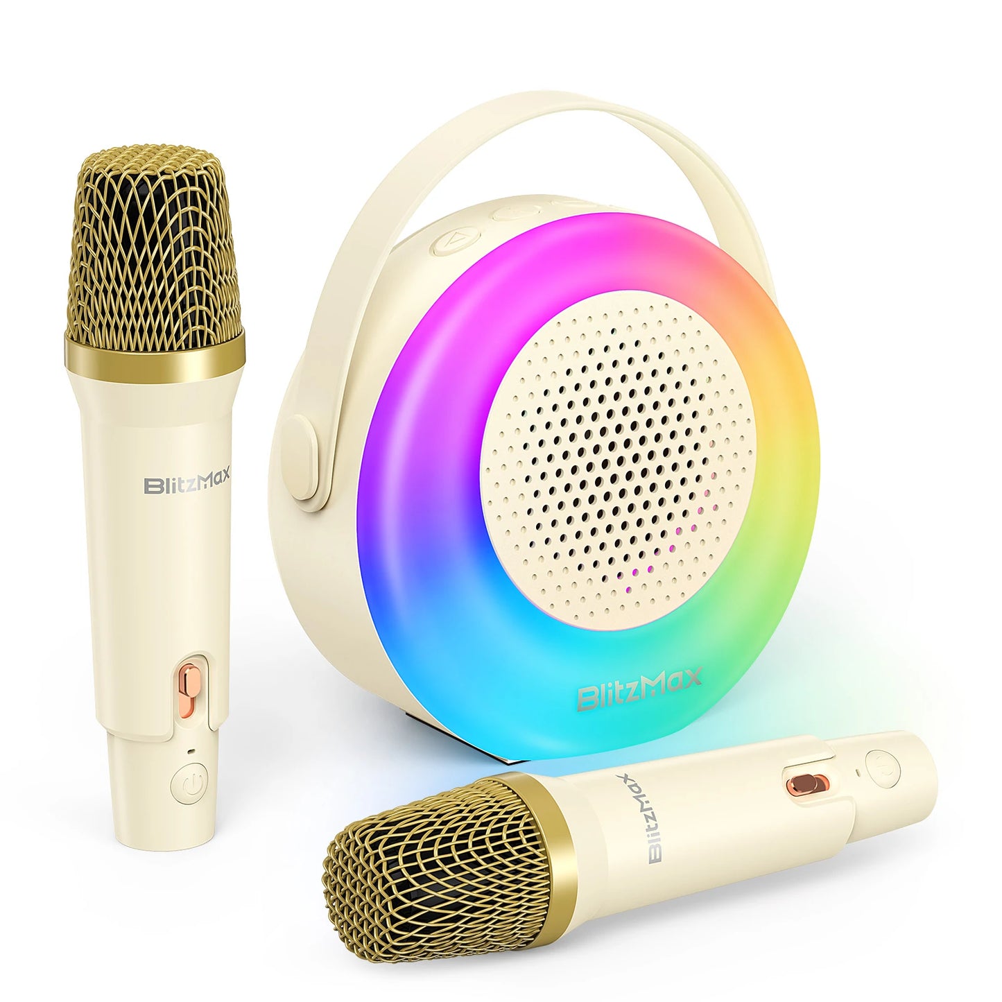 Blitzmax BM-K10 Kids Karaoke Machine Mini Portable Bluetooth Speaker with 2 Wireless Microphones RGB Colorful Light Karaoke Toys Gifts Speaker for Home Party Birthday