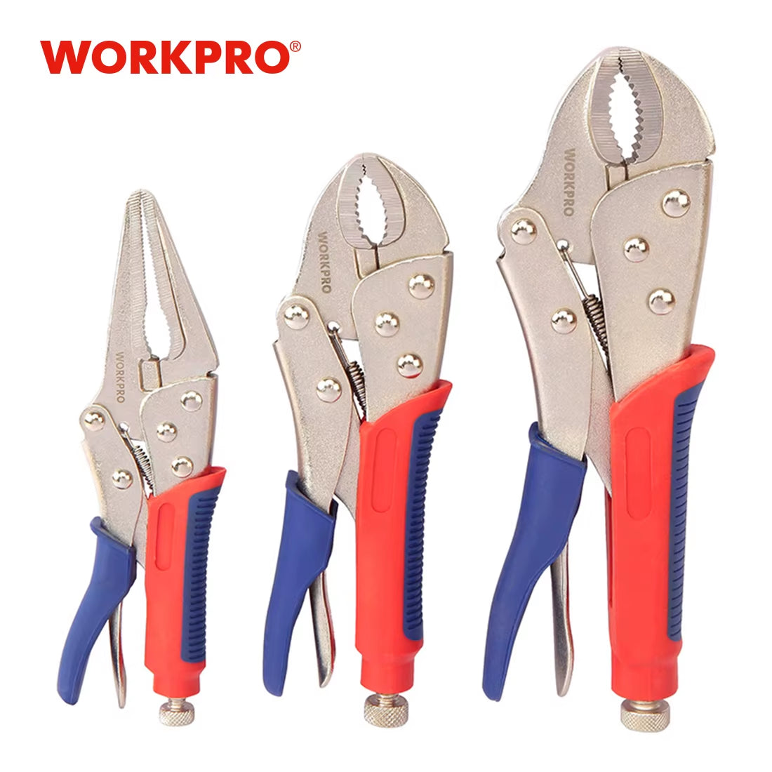 3PC Locking Pliers Welding Tools Pliers Set 7" 10" Curved Jaw Pliers 6-1/2" Straight Jaw Pliers