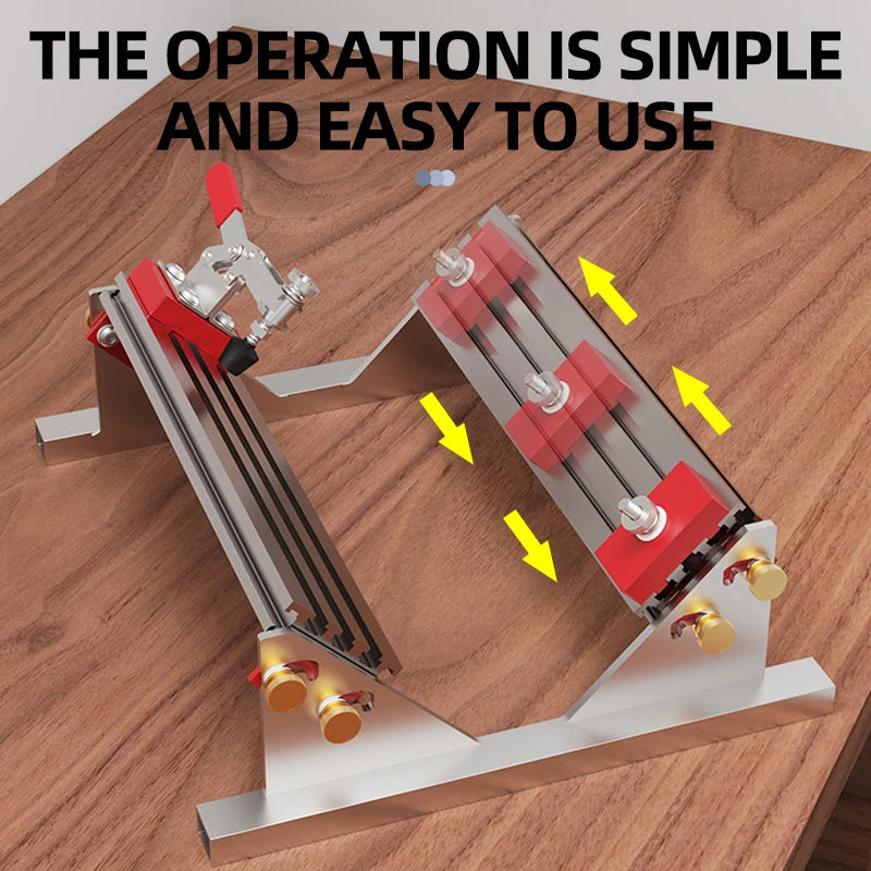 Adjustable Spline Jig for Table Saw & Router Table Silver Aluminum Alloy Material 1/2In-16In Project Size Compatibility with 4 Molded Flip Stops for Precise Joinery and Smooth Operation