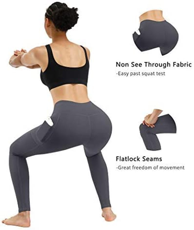 3 Pack High Waist Yoga Pants,Yoga Pants for Women Tummy Control Workout Pants 4 Way Stretch Leggings with Pockets