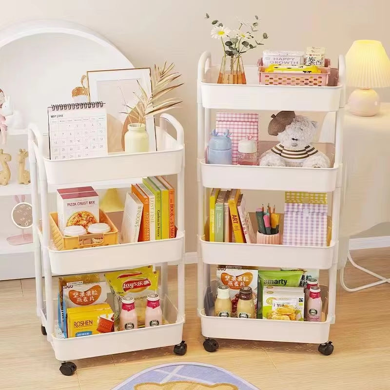 Mobile Storage Rack Trolley Bedroom Multi-Layer Storage Racks Organizer Household Kitchen Multifunctional Cart with Wheels Shelf