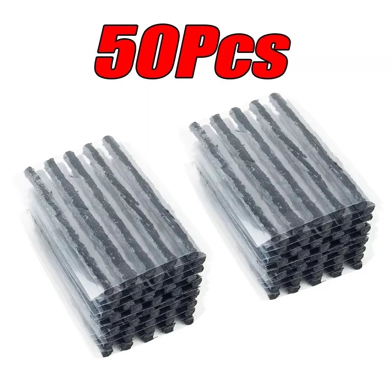 5-50Pcs Car Tire Repair Tool Kit with Rubber Strip Tubeless Tyre Puncture Studding Plug Motorcycle Truck Vacuum Tire Repair Tool